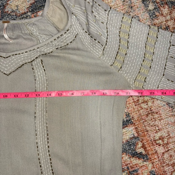 Free People Gray Beaded Embroidered Tunic Top size small - Picture 13 of 14